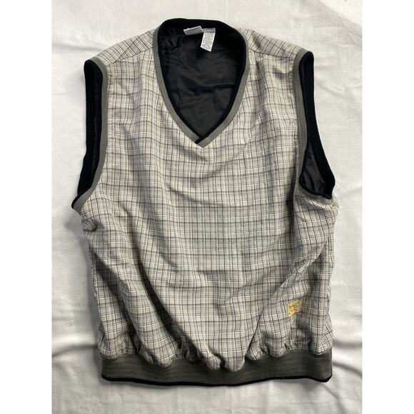 HUNT CLUB MEN'S PULLOVER GOLF VEST, Size XL Black Gray Plaid - Picture 1 of 3